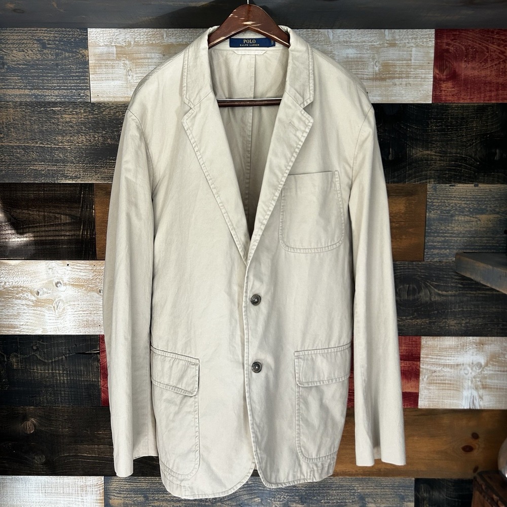 Polo Ralph Lauren Safari Coat Sport Coat Jacket Blazer Beige 48L
